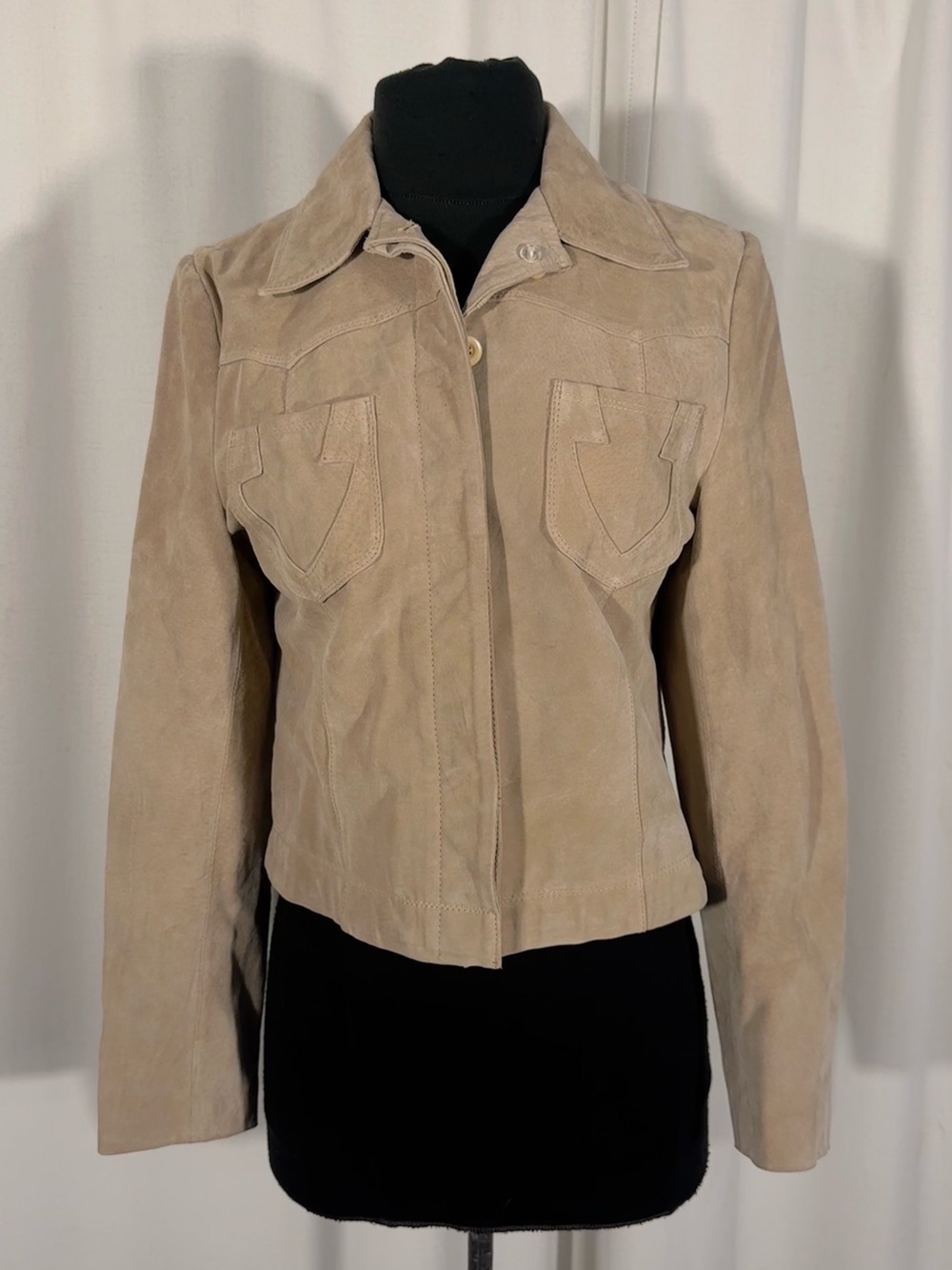 Vintage Beige Suede Leather Western Jacket